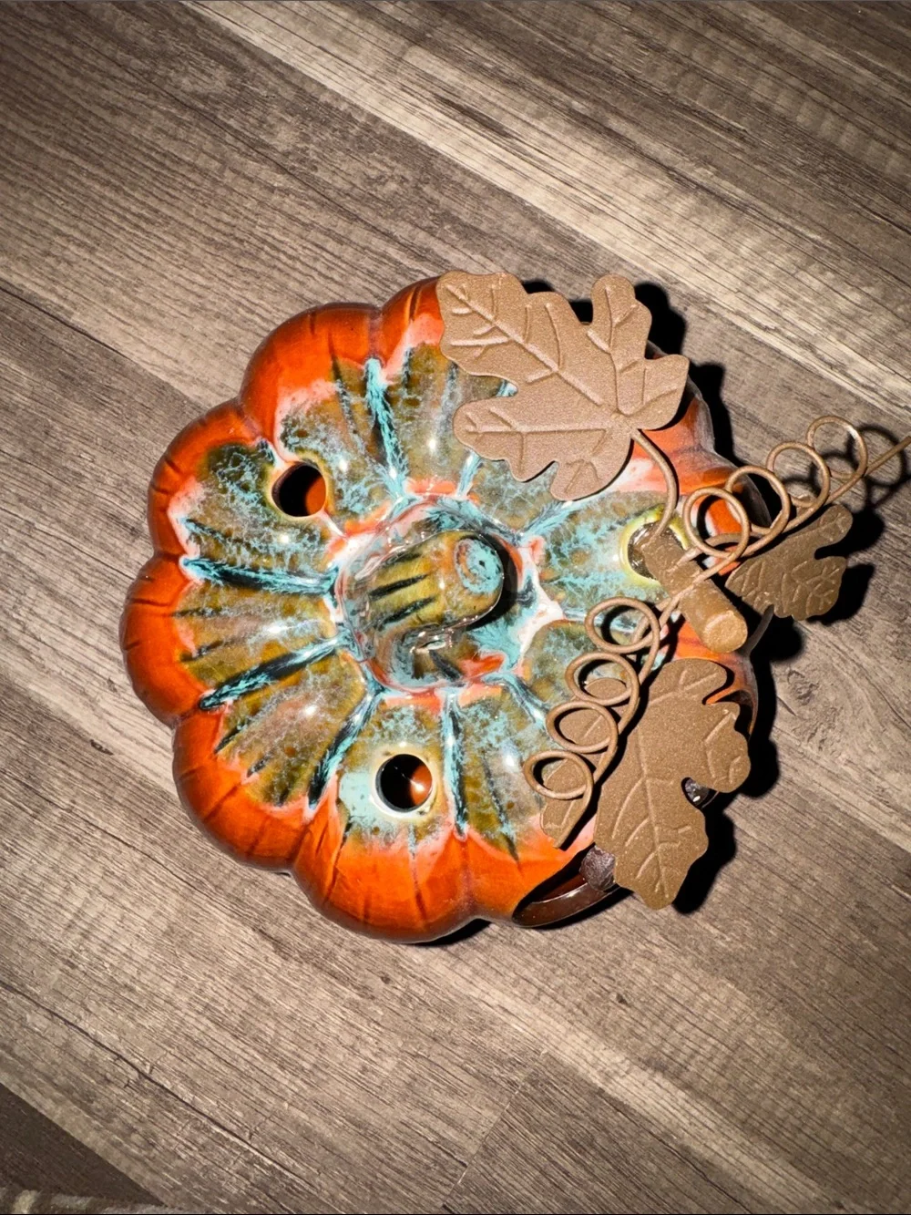 4” Terra Cotta Pumpkin Tea Light Candle Holder.